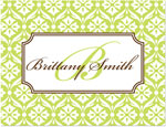 Note Cards/Stationery by Prints Charming - Light Green & White Lace Pattern (Folded)