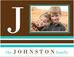Prints Charming Note Cards/Stationery - Brown & Turquoise Modern Classic Initial Photo (Folded)