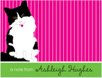 Note Cards/Stationery by Prints Charming - Black & White Cat Pinstripe (Folded)