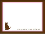 Prints Charming Note Cards/Stationery - Brown & Pink Cat Silhouette (Flat)