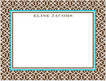 Note Cards/Stationery by Prints Charming - Brown & Turquoise Stylish Border (Flat)