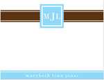 Note Cards/Stationery by Prints Charming - Light Blue & Brown Framed Band (Flat)