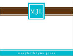Note Cards/Stationery by Prints Charming - Turquoise & Brown Framed Band (Flat)