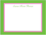 Note Cards/Stationery by Prints Charming - Green & Pink Border (Flat)