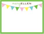 Note Cards/Stationery by Prints Charming - Green Border Multi Color Pendant Banner (Flat)
