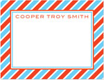 Note Cards/Stationery by Prints Charming - Aqua & Red Diagonal Stripe (Flat)