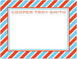Note Cards/Stationery by Prints Charming - Aqua & Red Diagonal Stripe (Flat)