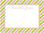 Note Cards/Stationery by Prints Charming - Pink & Green Diagonal Stripe (Flat)