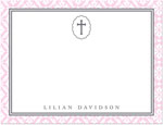 Note Cards/Stationery by Prints Charming - Pink Cross With Lace Border (Flat)