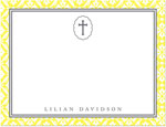 Note Cards/Stationery by Prints Charming - Yellow Cross With Lace Border (Flat)