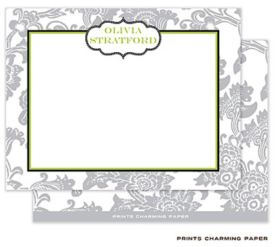 Note Cards/Stationery by Prints Charming - Grey Floral Pattern on White Note Cards/Stationery by Prints Charming - Grey Floral Pattern on White