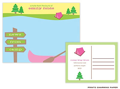 Prints Charming Camp Postcards - Summer Camp - Girl Prints Charming Camp Postcards - Summer Camp - Girl