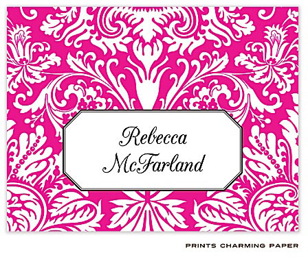 Note Cards/Stationery by Prints Charming - Hot Pink Damask