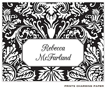 Note Cards/Stationery by Prints Charming - Black Damask Note Cards/Stationery by Prints Charming - Black Damask