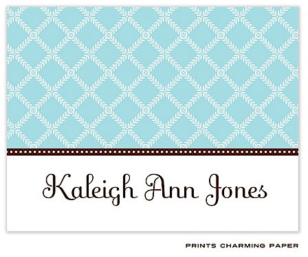 Note Cards/Stationery by Prints Charming - Leaf Lattice Aqua