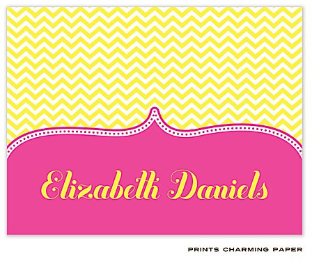 Note Cards/Stationery by Prints Charming - Yellow Chevron on Hot Pink Note Cards/Stationery by Prints Charming - Yellow Chevron on Hot Pink