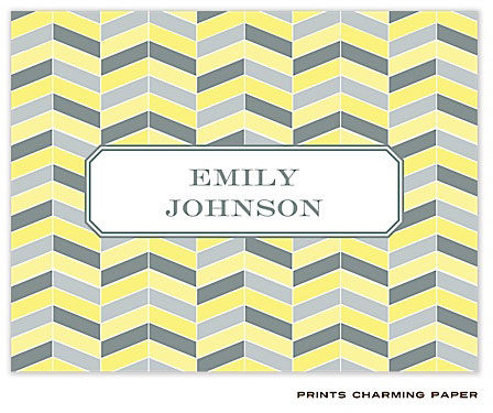 Note Cards/Stationery by Prints Charming - Yellow and Grey Chevron Mosaic Note Cards/Stationery by Prints Charming - Yellow and Grey Chevron Mosaic