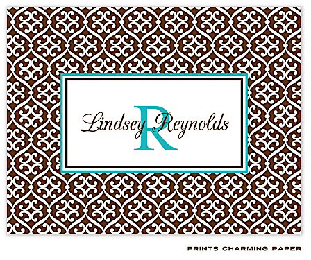 Note Cards/Stationery by Prints Charming - Turquoise Linking Pattern