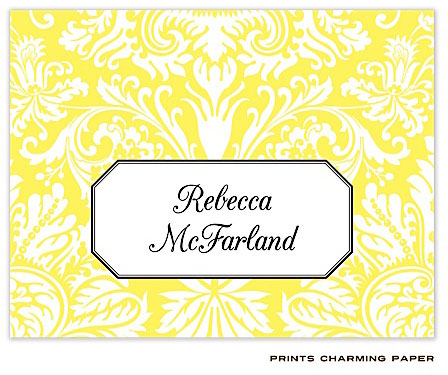Note Cards/Stationery by Prints Charming - Yellow Damask