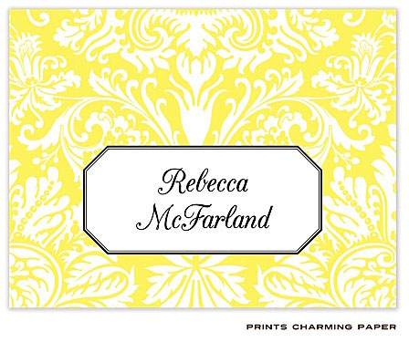 Note Cards/Stationery by Prints Charming - Yellow Damask Note Cards/Stationery by Prints Charming - Yellow Damask
