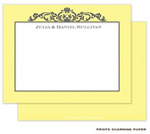 Note Cards/Stationery by Prints Charming - Grey Fleurish on Yellow Diagonal Stripes