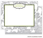 Note Cards/Stationery by Prints Charming - Grey Floral Pattern on White