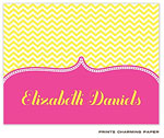 Note Cards/Stationery by Prints Charming - Yellow Chevron on Hot Pink