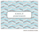 Note Cards/Stationery by Prints Charming - Blue and Grey Chevron Mosaic