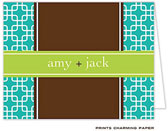 Note Cards/Stationery by Prints Charming - Teal Green and Lime Note (Folded)