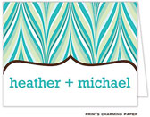 Note Cards/Stationery by Prints Charming - Modern Aqua Stripe Note (Folded)