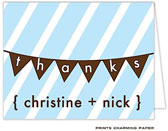 Note Cards/Stationery by Prints Charming - Diagonal Blue Stripe Banner Note (Folded)