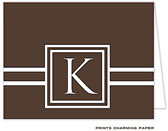 Note Cards/Stationery by Prints Charming - Simply Classic Brown Initial Note (Folded)