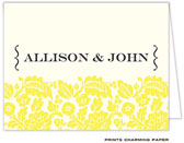 Note Cards/Stationery by Prints Charming - Vintage Yellow Floral Note (Folded)