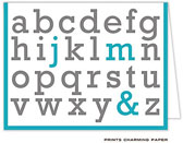 Note Cards/Stationery by Prints Charming - Turquoise Alphabet Initial Note (Folded)