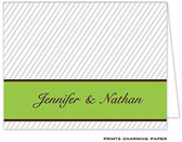 Note Cards/Stationery by Prints Charming - Green and Gray Stripe Note (Folded)