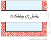 Note Cards/Stationery by Prints Charming - Coral and Blue Note (Folded)