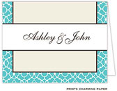 Note Cards/Stationery by Prints Charming - Turquoise and Cream Note (Folded)