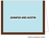 Note Cards/Stationery by Prints Charming - Simply Classic Aqua and Brown Note (Folded)