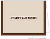 Note Cards/Stationery by Prints Charming - Simply Classic Bisque and Brown Note (Folded)