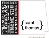 Note Cards/Stationery by Prints Charming - Black and Red Thank You Note (Folded)