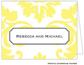Note Cards/Stationery by Prints Charming - Yellow Damask Note (Folded)