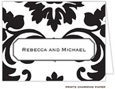 Note Cards/Stationery by Prints Charming - Bold Black Damask Note (Folded)