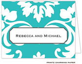 Note Cards/Stationery by Prints Charming - Teal Damask Note (Folded)