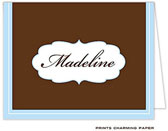 Note Cards/Stationery by Prints Charming - Chocolate Brown and Blue Note (Folded)