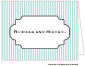 Note Cards/Stationery by Prints Charming - Aqua Pinstripe Note (Folded)