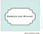 Note Cards/Stationery by Prints Charming - Aqua Pinstripe Note (Folded)