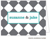 Note Cards/Stationery by Prints Charming - Silver Harlequin Note (Folded)