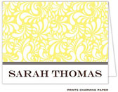 Note Cards/Stationery by Prints Charming - Lemon Yellow Paisley Note (Folded)
