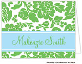 Note Cards/Stationery by Prints Charming - Blue and Green Fun Floral Note (Folded)