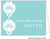 Note Cards/Stationery by Prints Charming - Aqua and White Flowers Note (Folded)